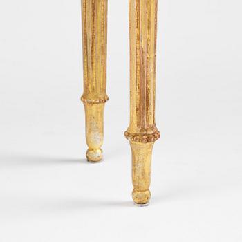 A late Gustavian carved giltwood and marble console table attributed to P. Ljung (1743-1819).