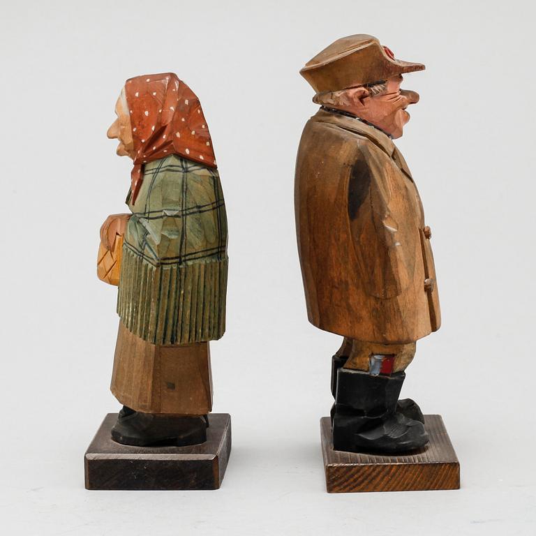 CARL OLOF TRYGG and CARL JOHAN TRYGG, two wooden sculpture, signed.