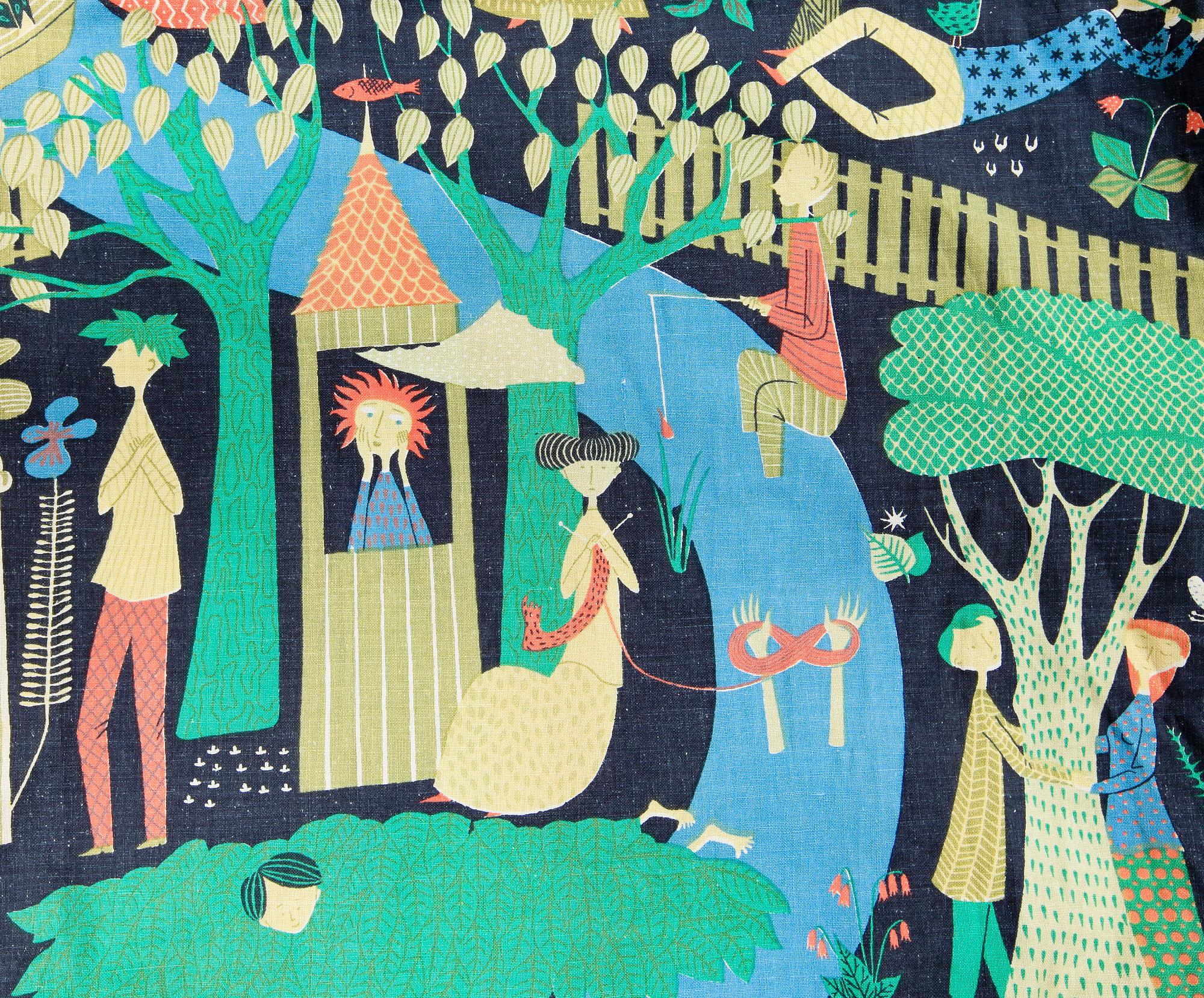 GARDINLÄNGDER, ett par, "Lustgården", Stig Lindberg, 1950-tal.