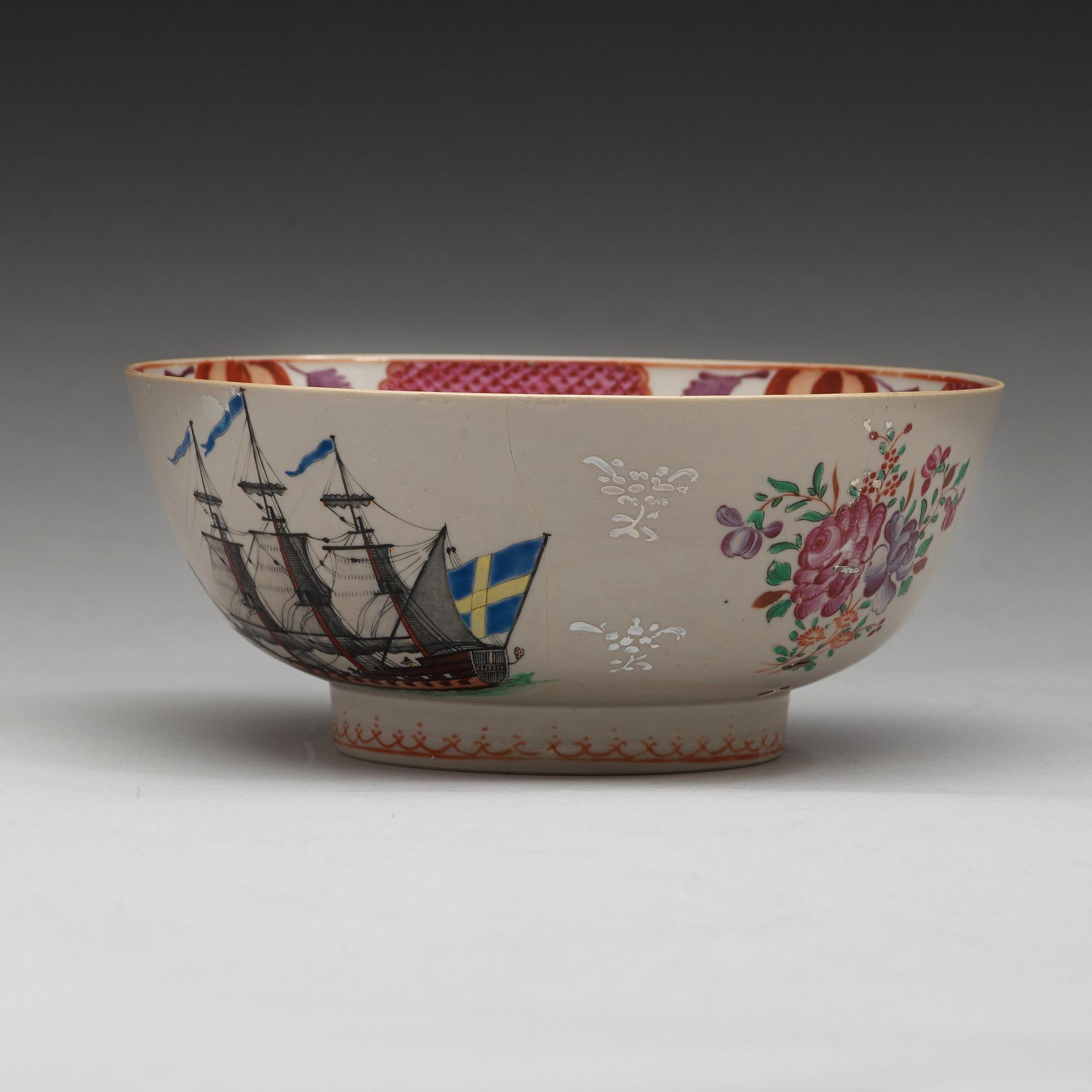 A famille rose 'European Subject' punch bowl, Qing dynasty, Qianlong (1736-95).
