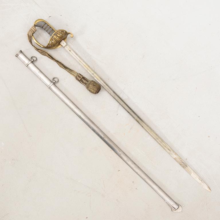 A Swedish officer's sabre, 1860s, with scabbard.