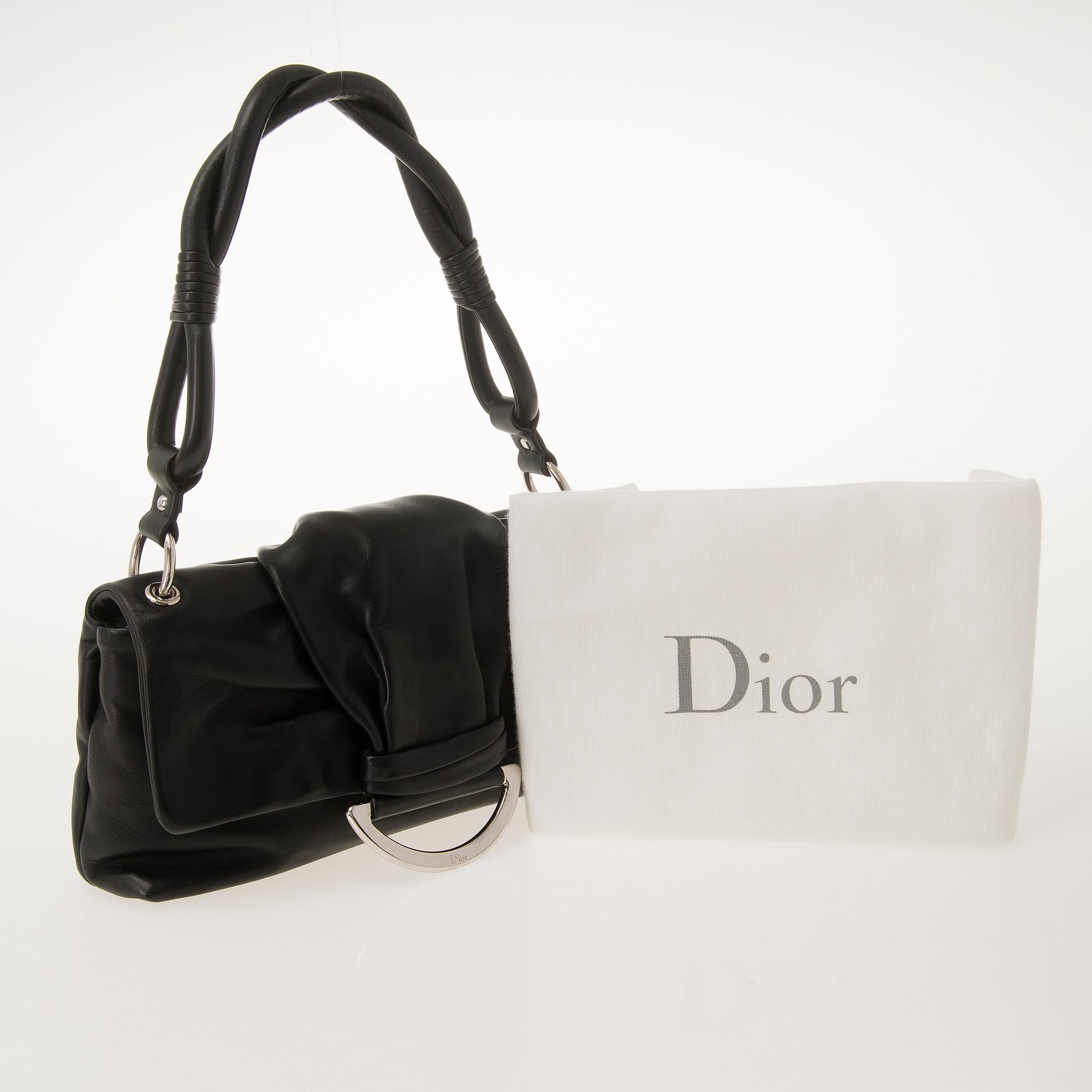 CHRISTIAN DIOR, Black Leather Demi Lune Small Flap Bag.