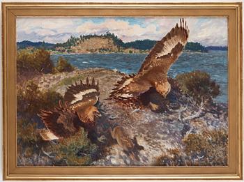 Bruno Liljefors, Eagles chasing a hare.