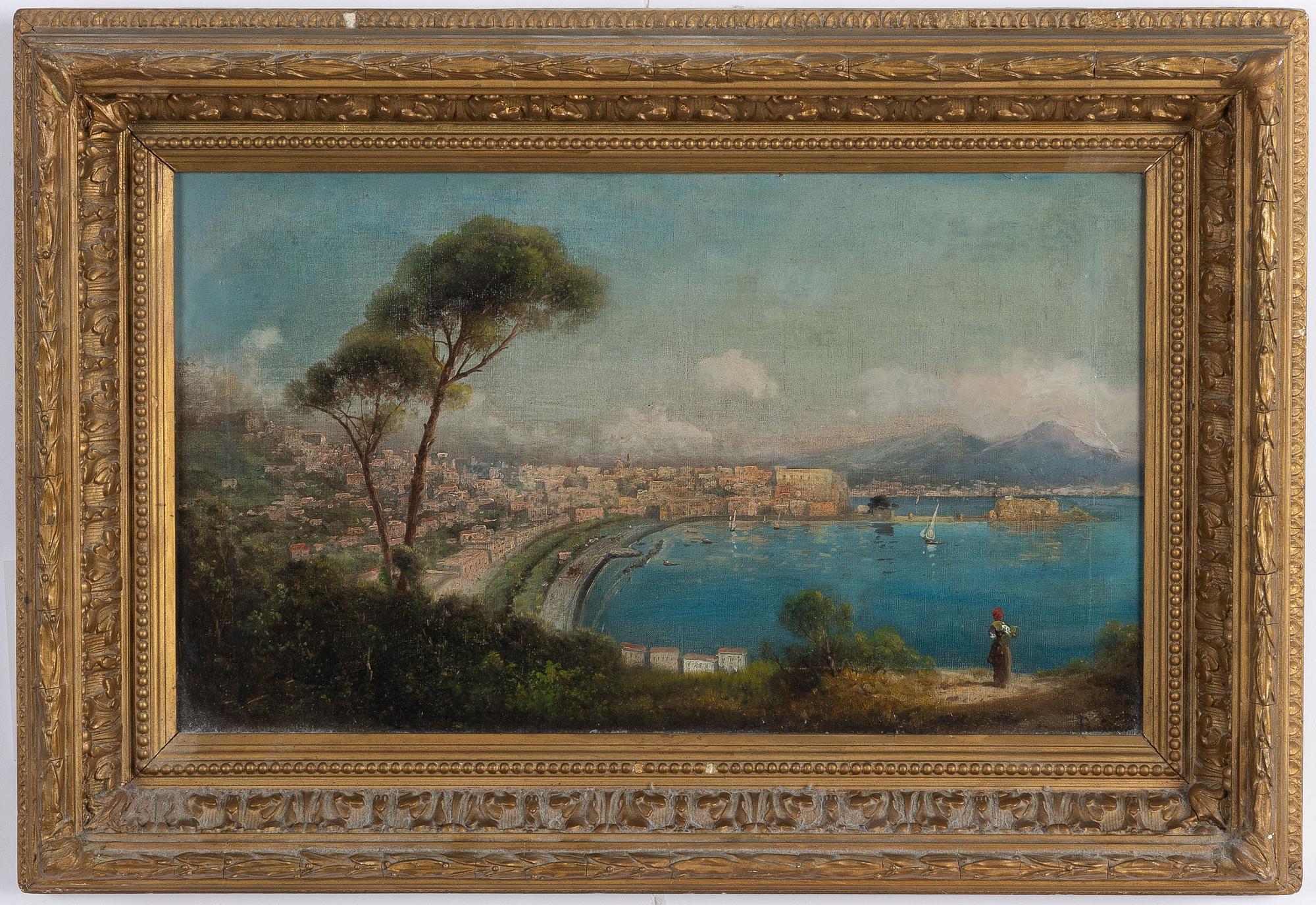 Okänd konstnär, 1800-tal, Vy över Neapelbukten.