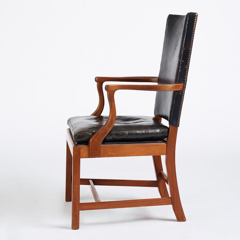 Josef Frank, a mahogany and black leather chair, Svenskt Tenn Sweden 1930-40s, model 635. Alva & Gunnar Myrdal Collection.