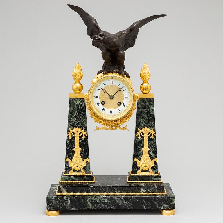 An Empire style table clock, late 19th century.