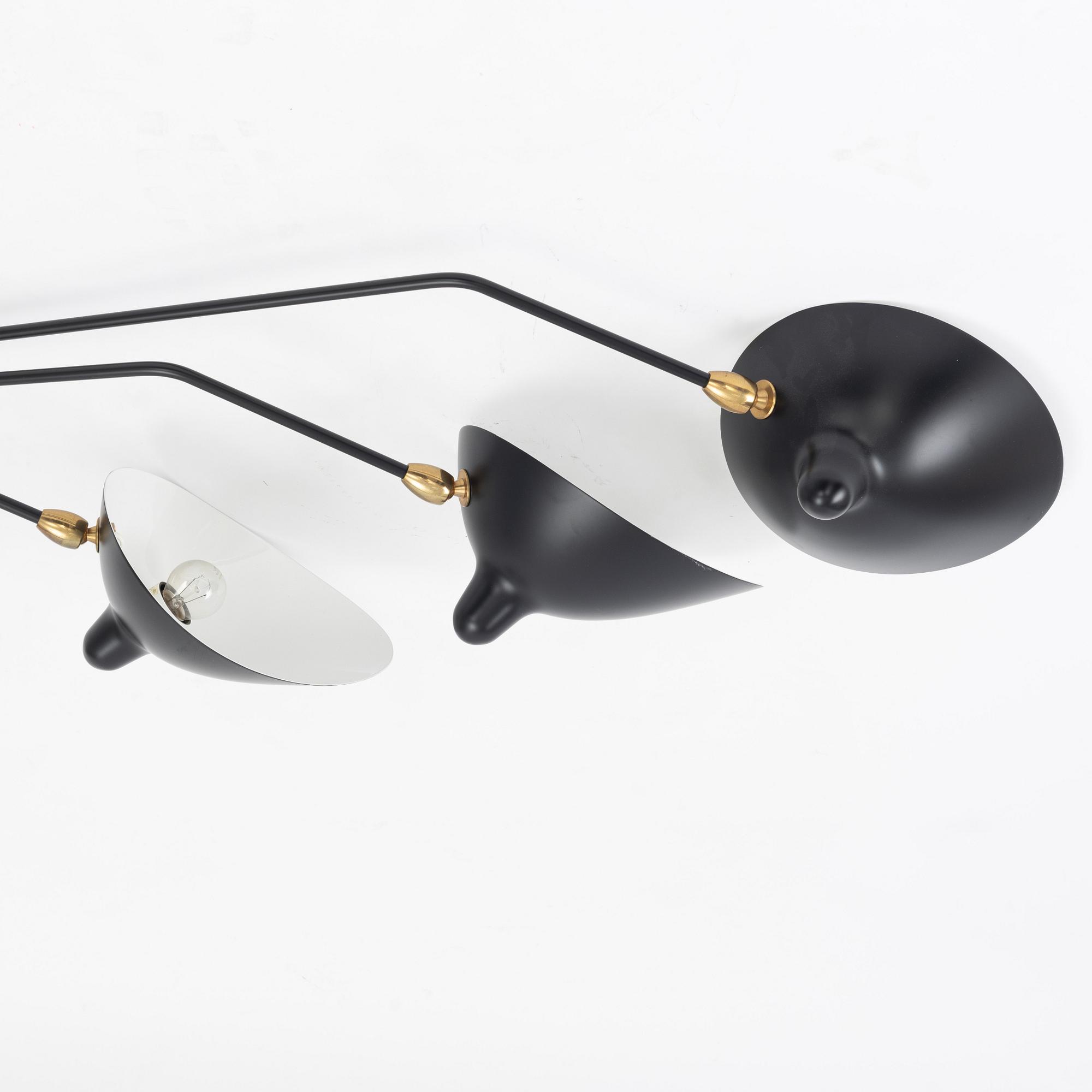 Serge Mouille, ceiling lamp, "3 Rotating Arms", 2010s.