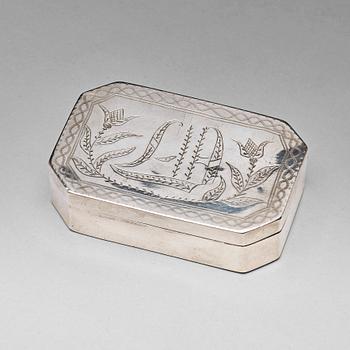 224. A Swedish 19th century parcel-gilt silver box, mark of Eric Soderholm, Harnosand 1853.