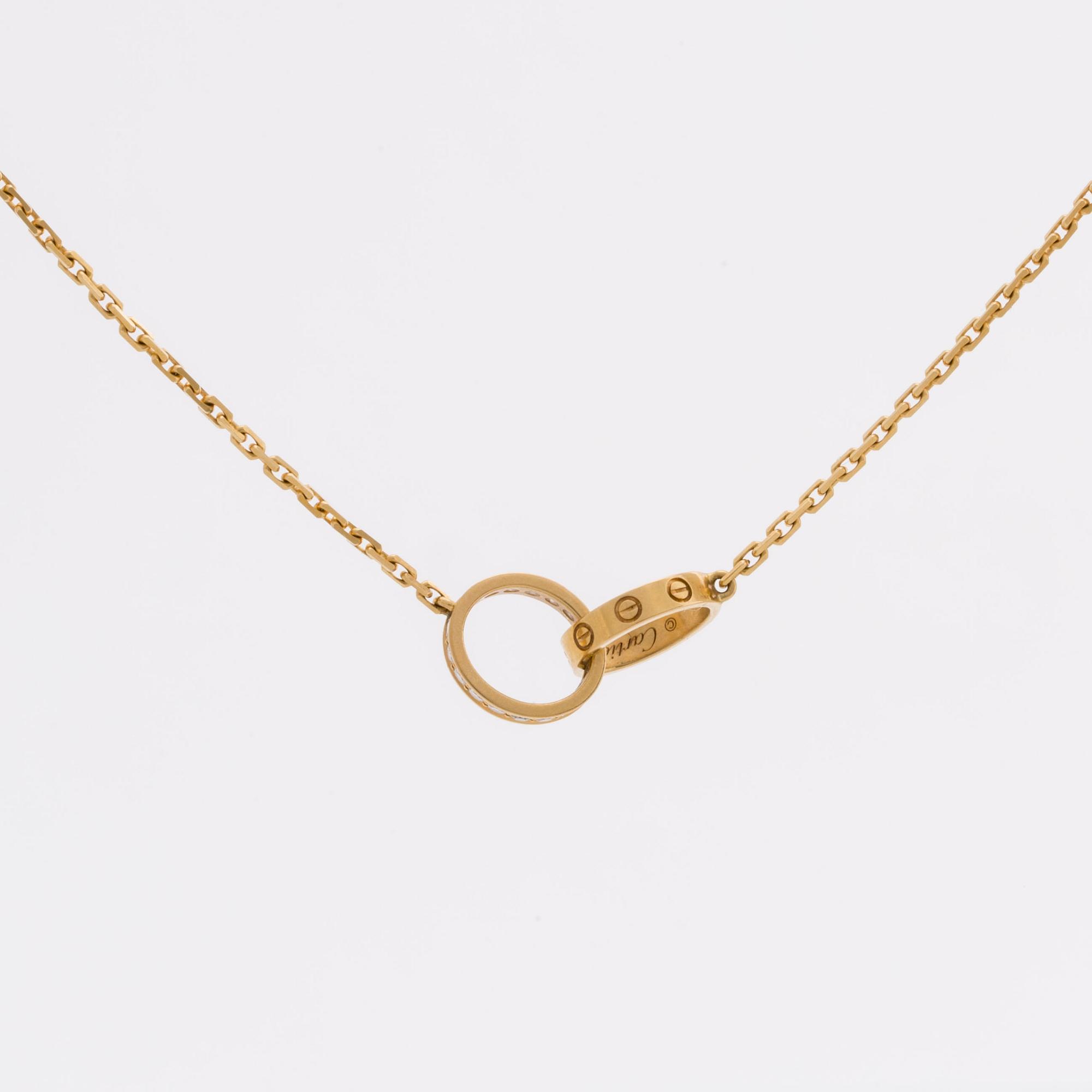 CARTIER NECKLACE LOVE NECKLACE  18K gold and briliant-cut diamonds 0,22 ct, original box and certificate.