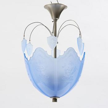 Edward Hald, a Swedish Grace ceiling lamp, Orrefors, 1920s.