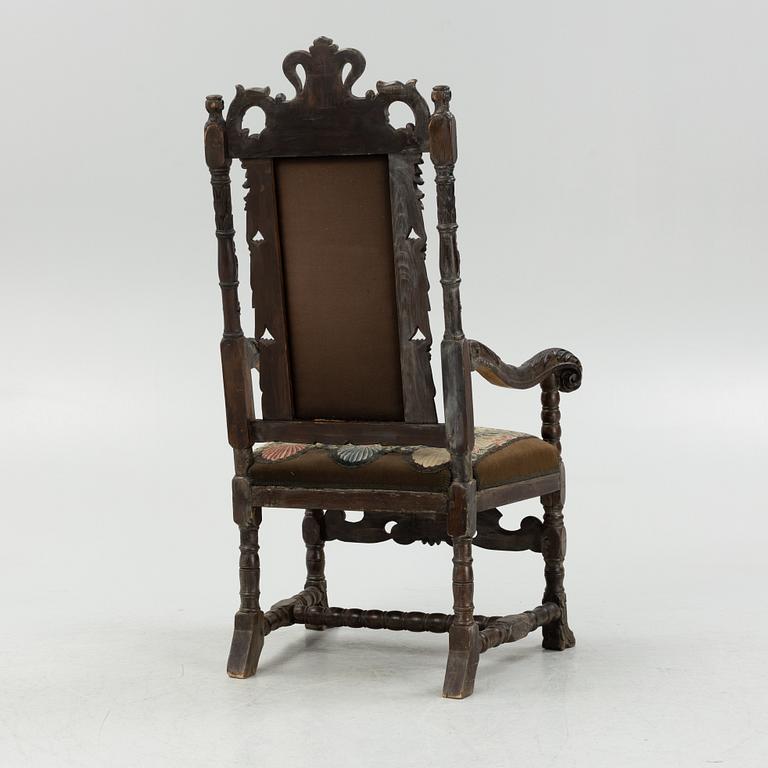 A Baroque chair, circa 1700.