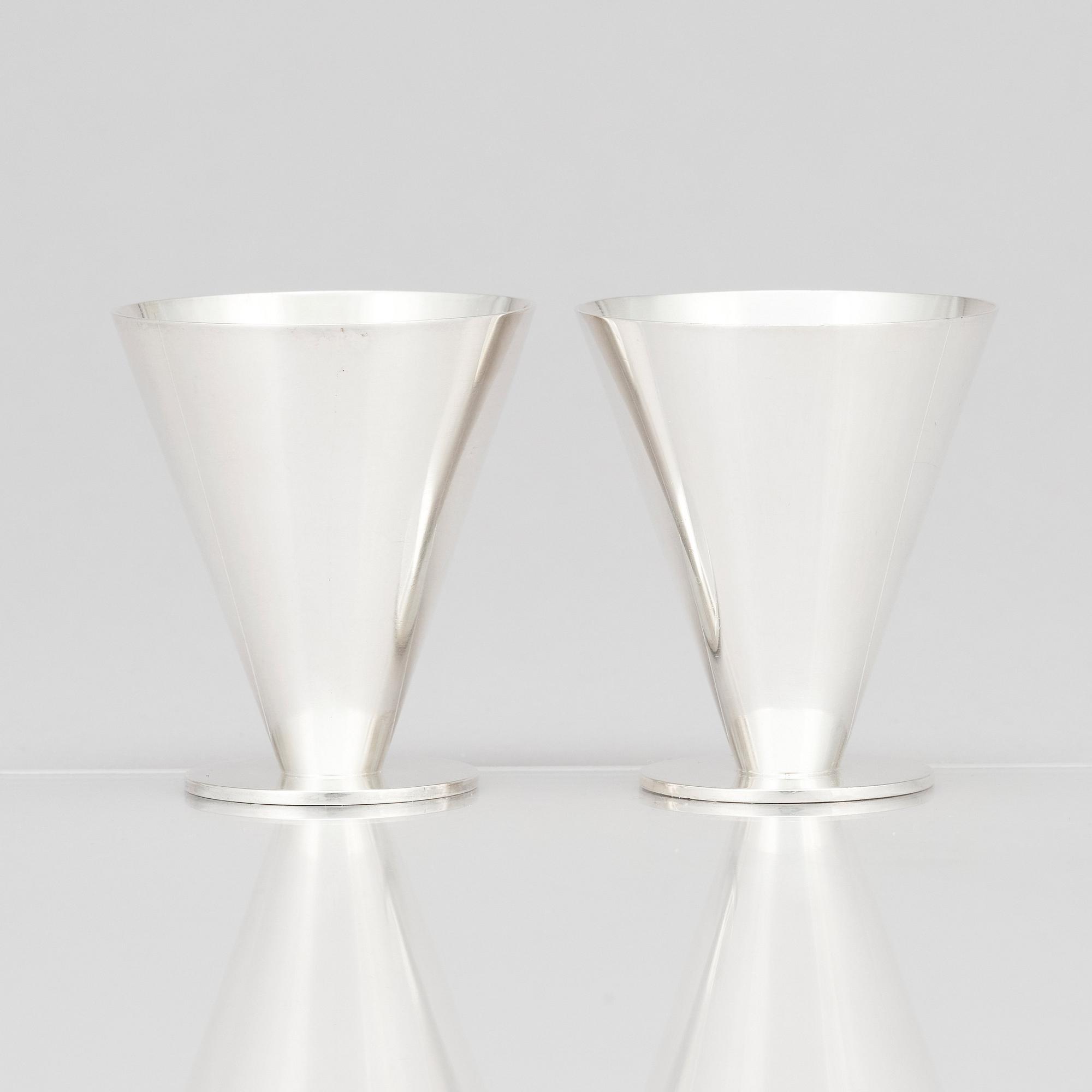 Wiwen Nilsson, cocktailglas, 9 stycken, Lund 1945-1964, sterling silver.