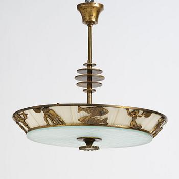 Bröderna Malmströms Metallvarufabrik, a ceiling lamp model "1566", Malmö, 1940s.