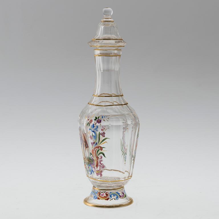 A painted glass flacon, mark of J & L Lobmeyr, Vienna, Austria, late 19th century.