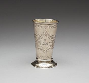 A Russian 19th century parcel-gilt beaker, possibly of Alexander Matisyen, Moscow 1875.