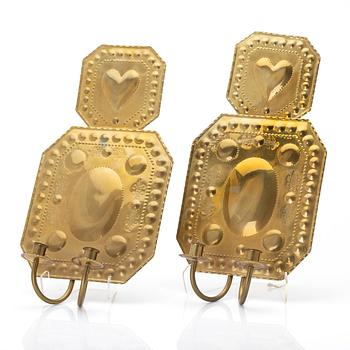 A pair of wall sconces, brass, 20th century.
