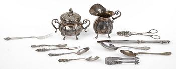 PARTI SILVER, ca 40 delar, 1900-tal. Vikt 745 gr.
