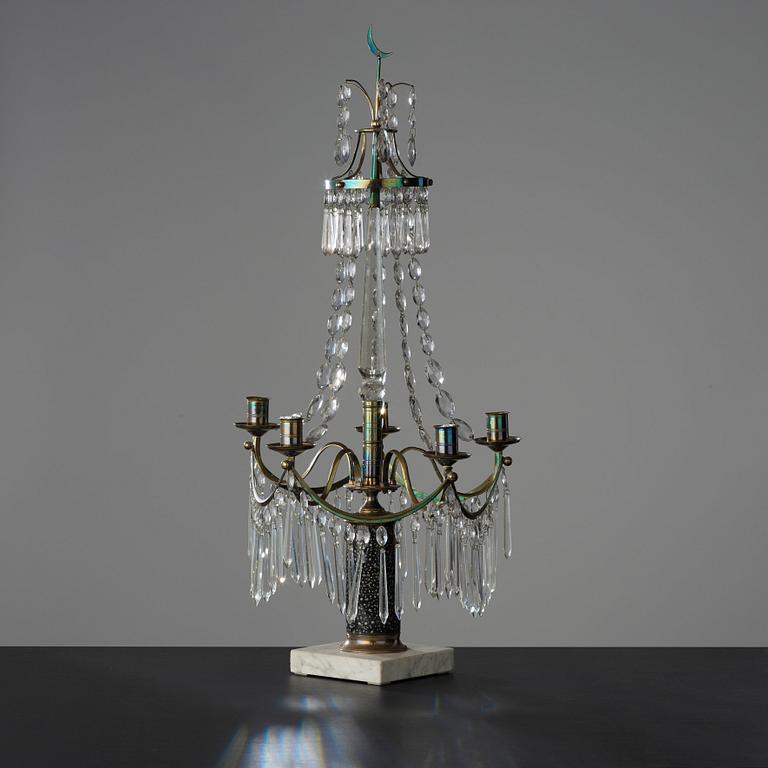 A late Gustavian early 19th century four-light candelabra.