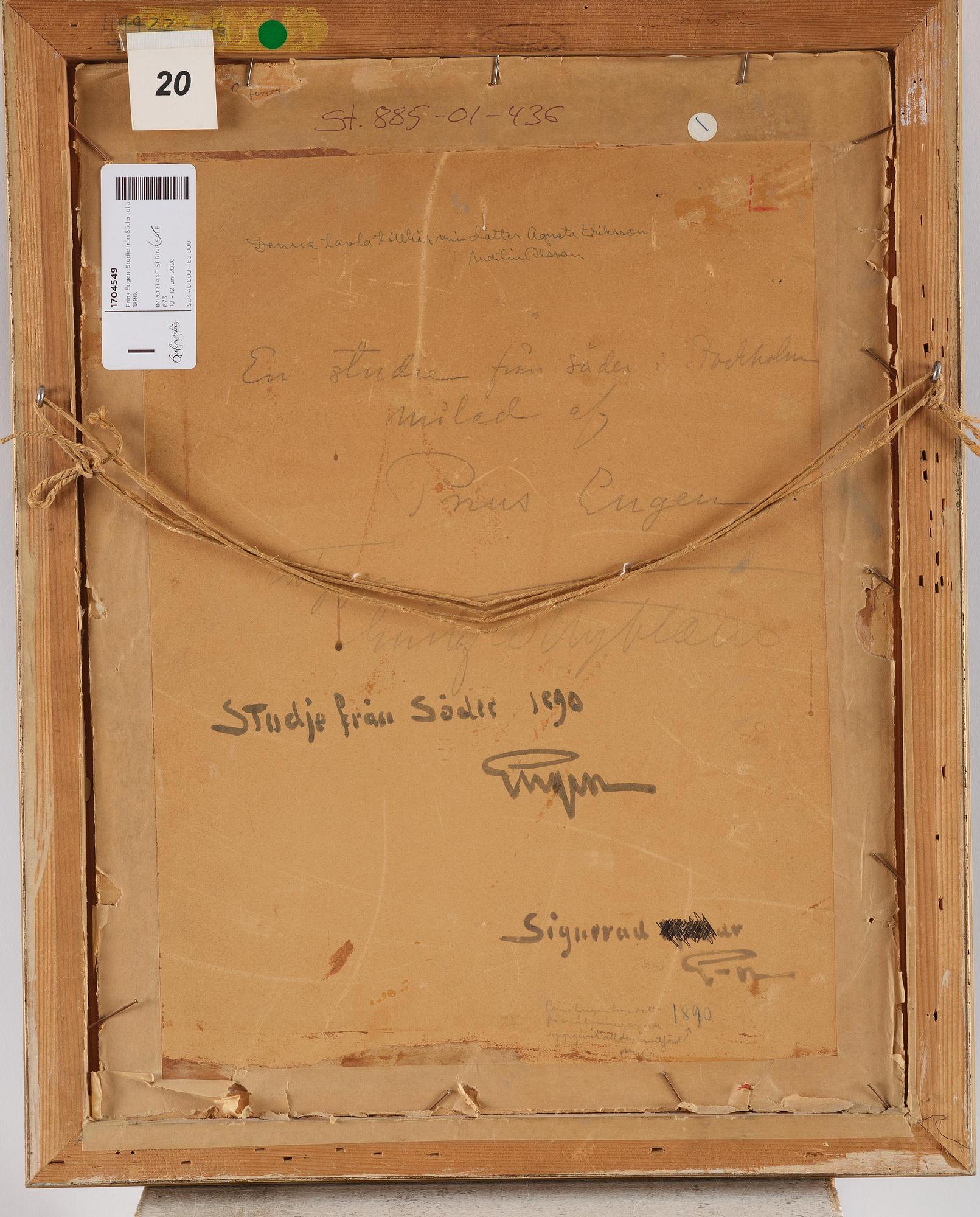 Prins Eugen, "Studie från Söder" (Kvastmakarbacken, Stockholm).