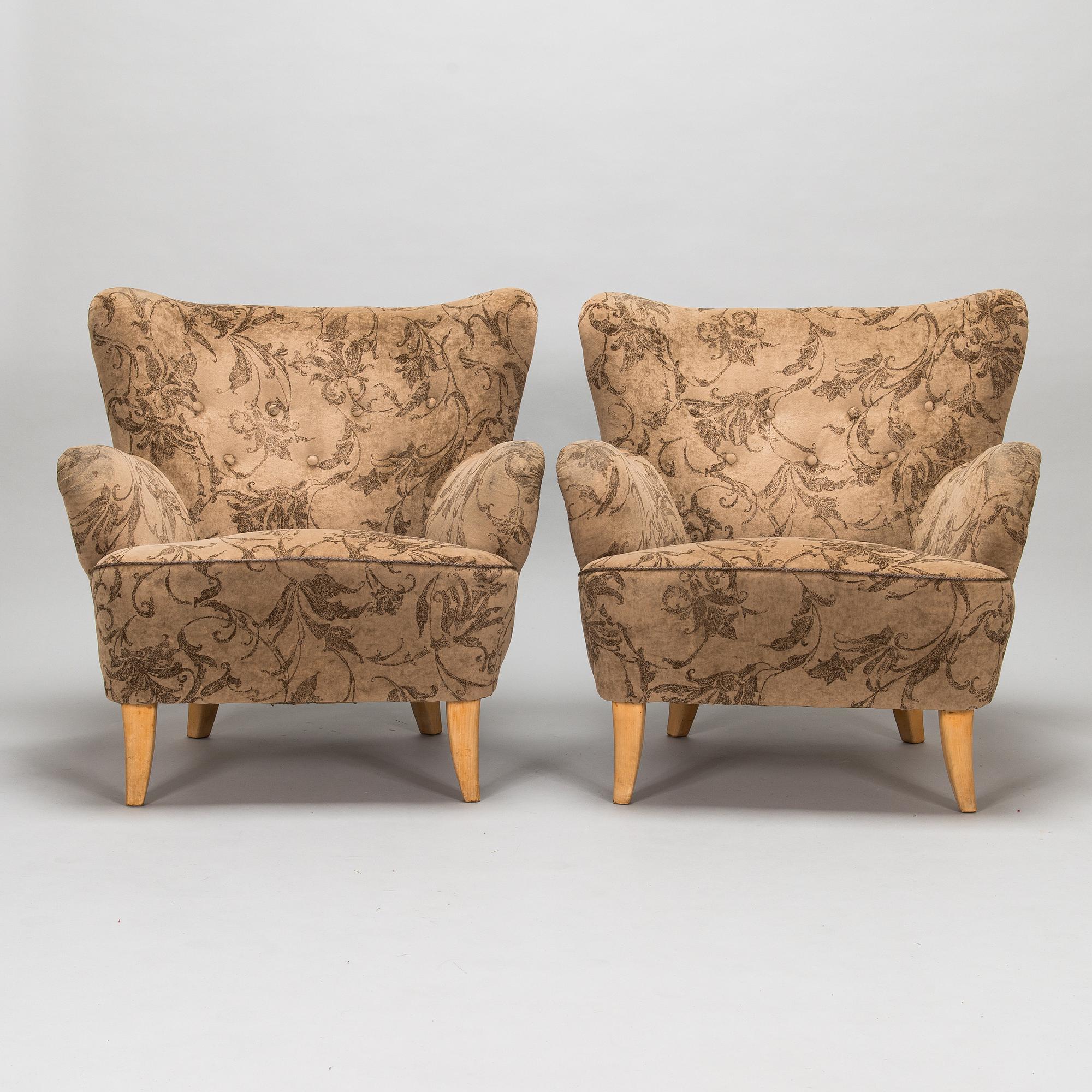 Ilmari Lappalainen, A pair of 1950's 'Laila' armchairs for Asko, Finland.
