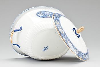 TERRIN med LOCK, flintgods, "Safir", Wilhelm Kåge, Gustavsberg.
