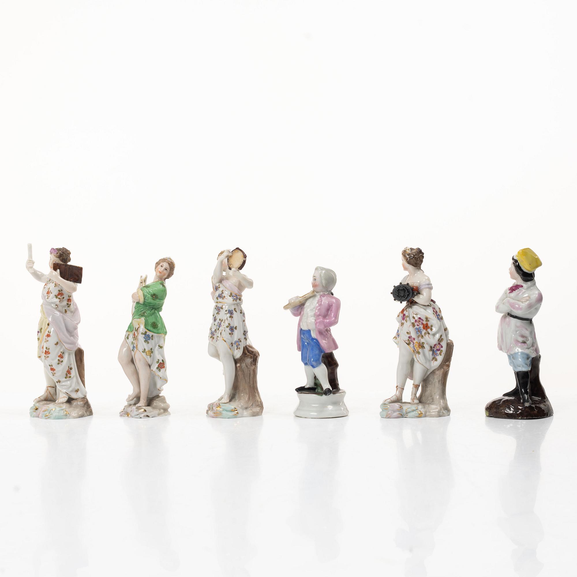 A group of six German porcelain figures, 20th century.