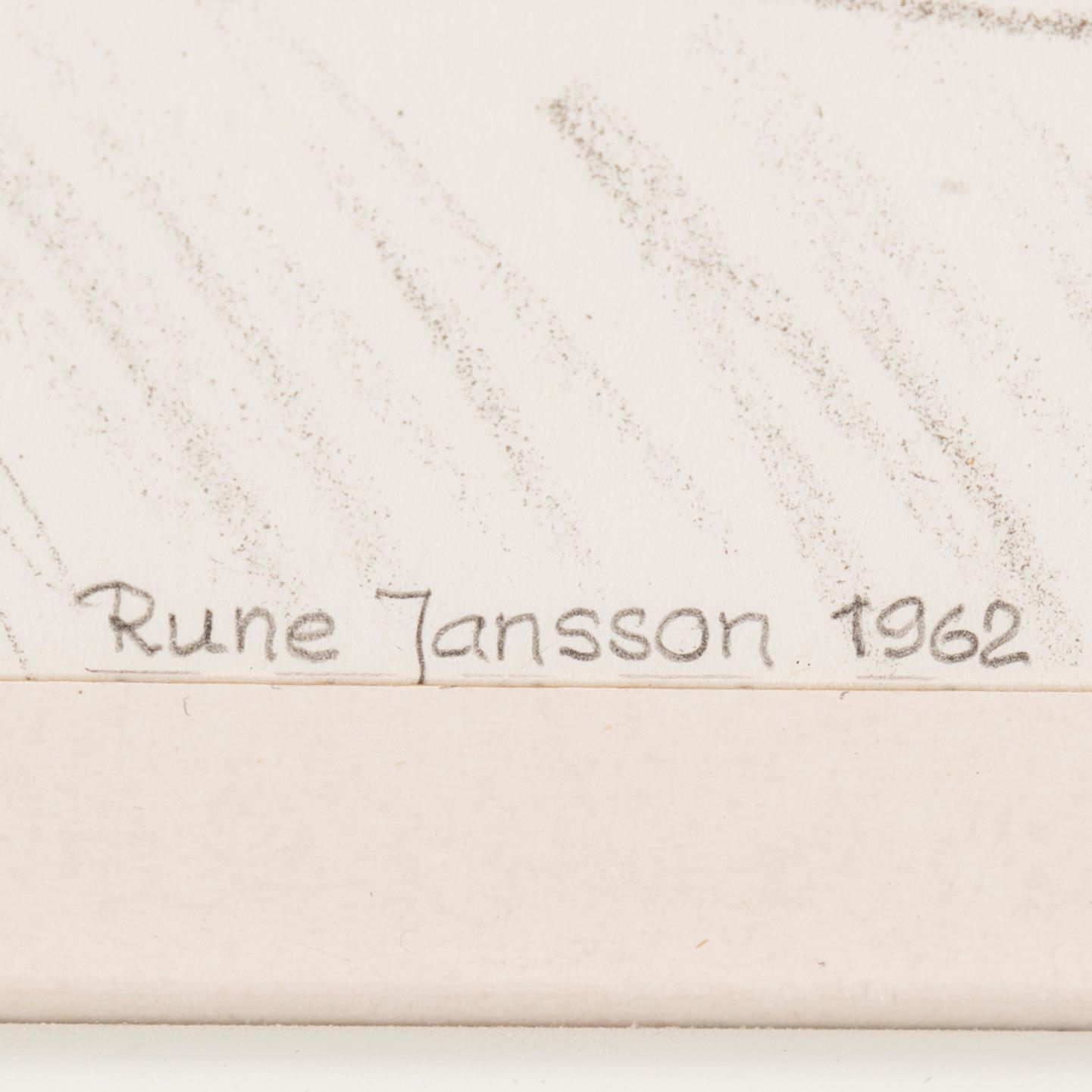 RUNE JANSSON, pastell, signerad och daterad 1962.