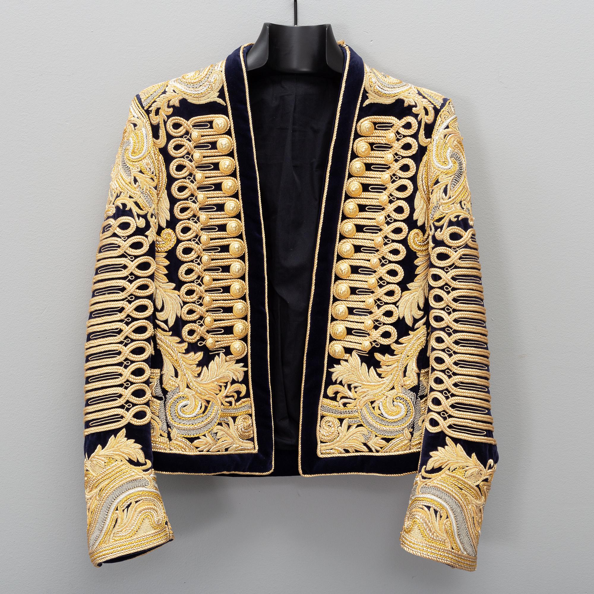 Balmain, a highly decorated velvet jacket, French size 48.