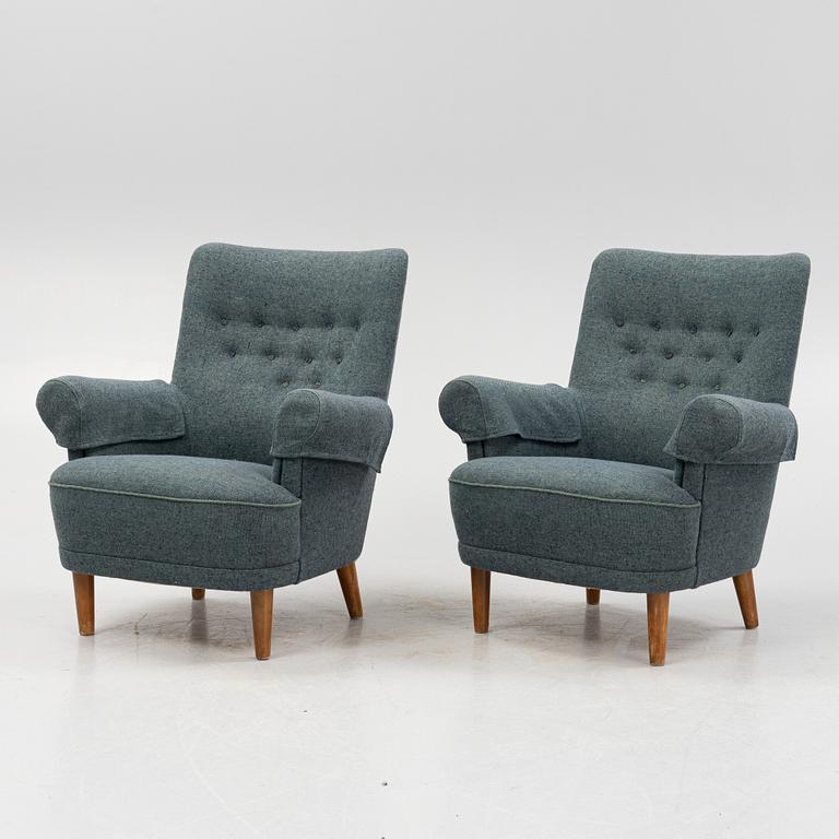 Carl Malmsten, a pair of armchairs, "Hemmakväll", second half of the 20th century.