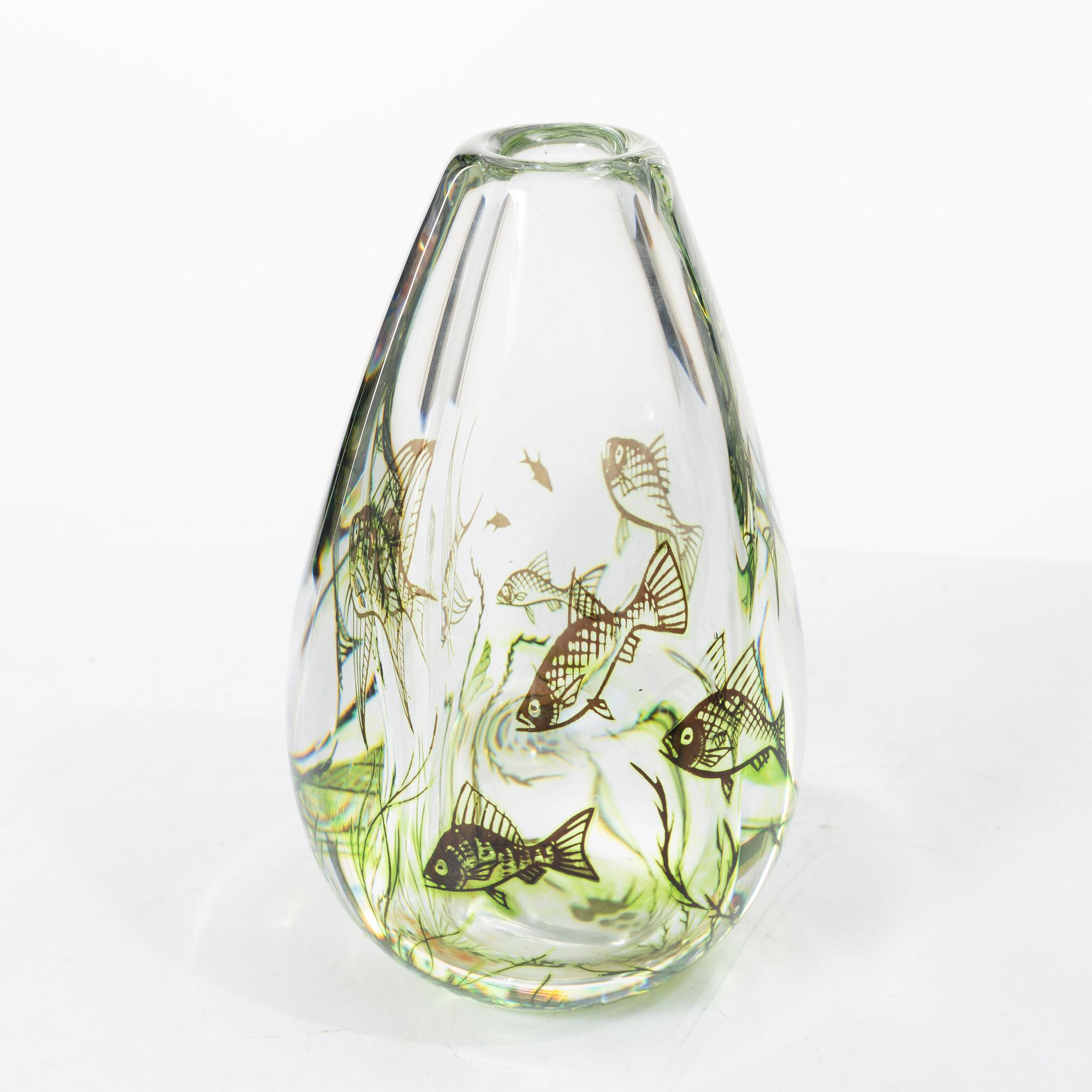 Edward Hald, a 'fiskgraal' vase, Orrefors, Sweden, signed.