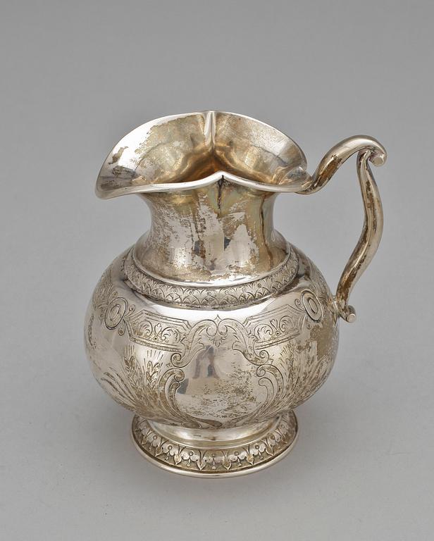 GRÄDDKANNA, silver, trol V. Christiensen, kontrollstämpel Simon Groth, Köpenhamn, Danmark, 1872. Tot vikt ca 231 g.