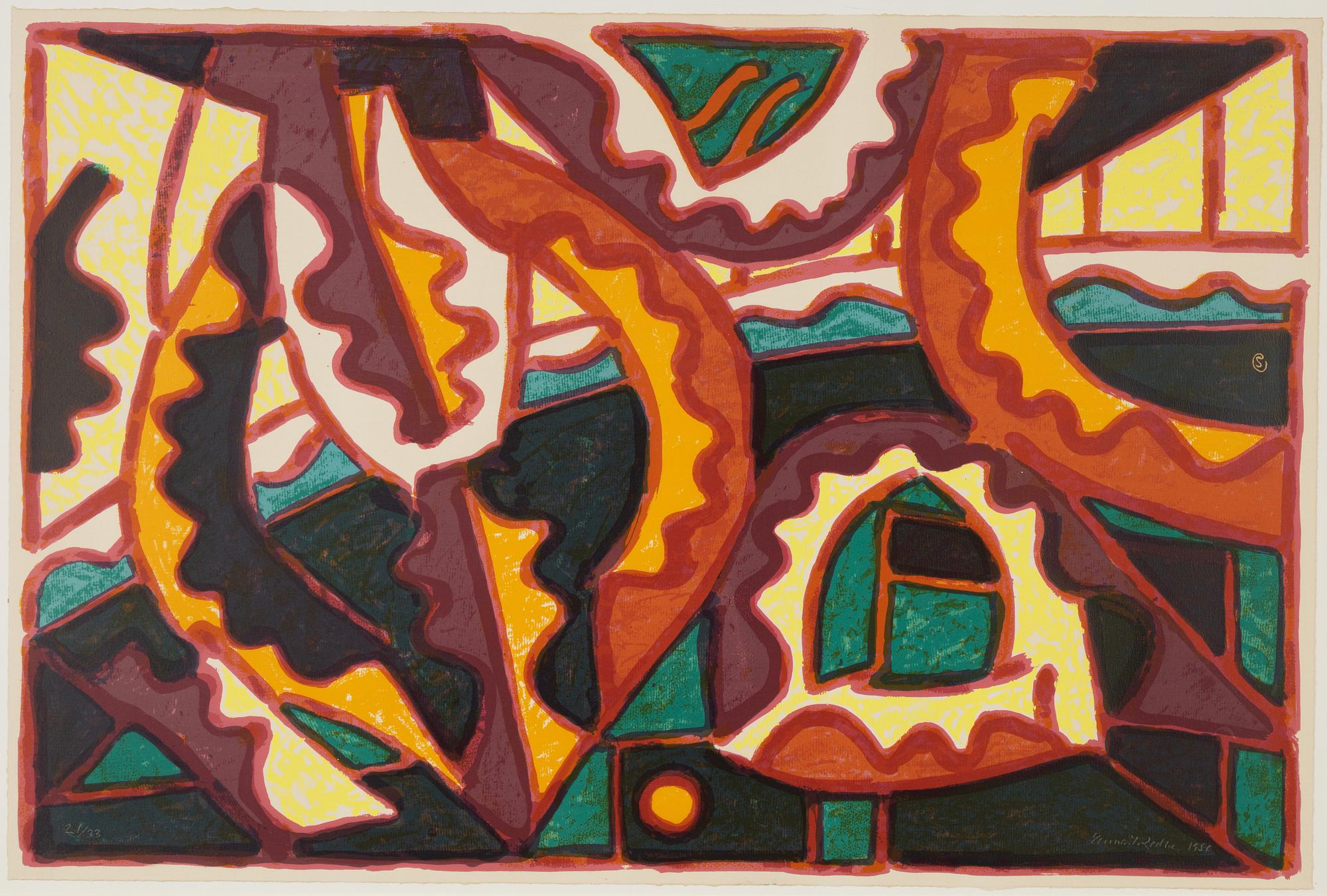 Lennart Rodhe, silkscreen in colours, 1980, signed 21/33.