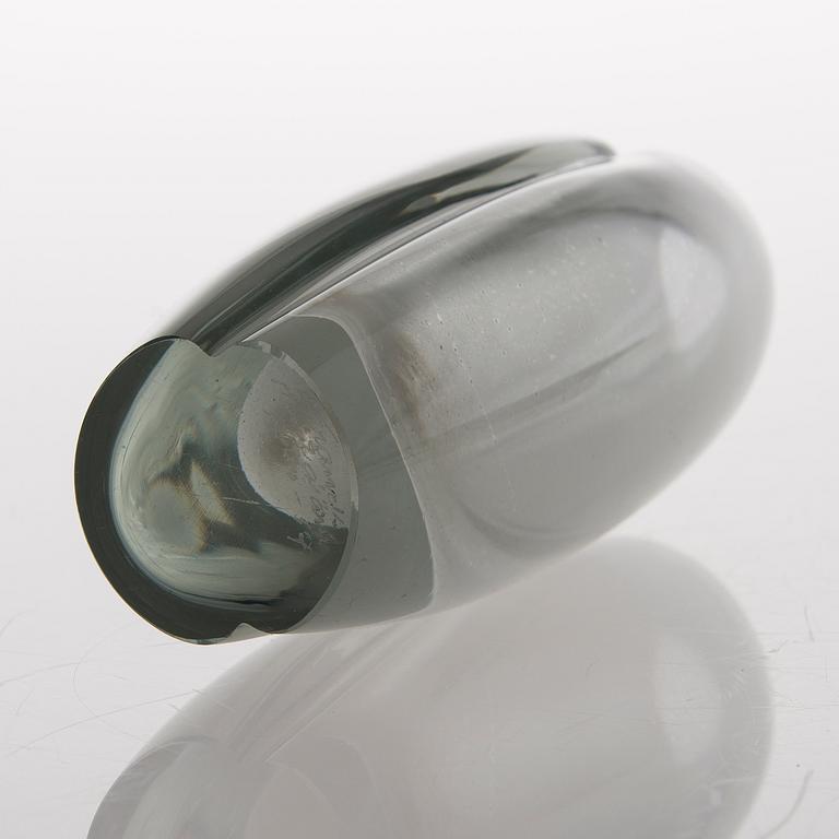 A glass vase signed K. Franck, Nuutajärvi Notsjö -57.