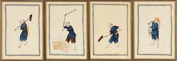 A group of twelve Chinese gouache paintings, late Qing dynasty / around 1900.