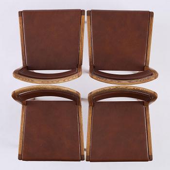 Axel Larsson, a rare set of four chairs, Svenska Möbelfabrikerna, Bodafors, 1940s-50s.