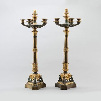 KANDELABRAR, 1 par, senempire, Frankrike, 1800-talets första hälft.