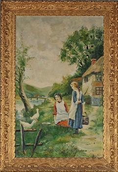 OKÄND KONSTNÄR, olja på duk, signerad John Sjöberg, 1900-talets första hälft.