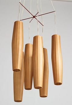 Hans Bergström, taklampa, modell "153/6", ateljé Lyktan, Åhus, 1940-50-tal.