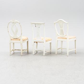 Stolar, 3 st olika modeller, gustavianska, 1700-talets andra hälft.