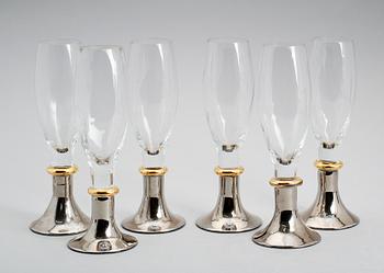 CHAMPAGNEGLAS, 6 st, "Gala", Margareta Hennix, Reijmyre.