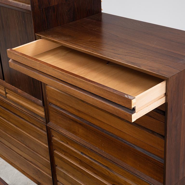 Poul Cadovius, a rose wood veneered 'Royal System' shelving system, Danmark, 1960s/70s.