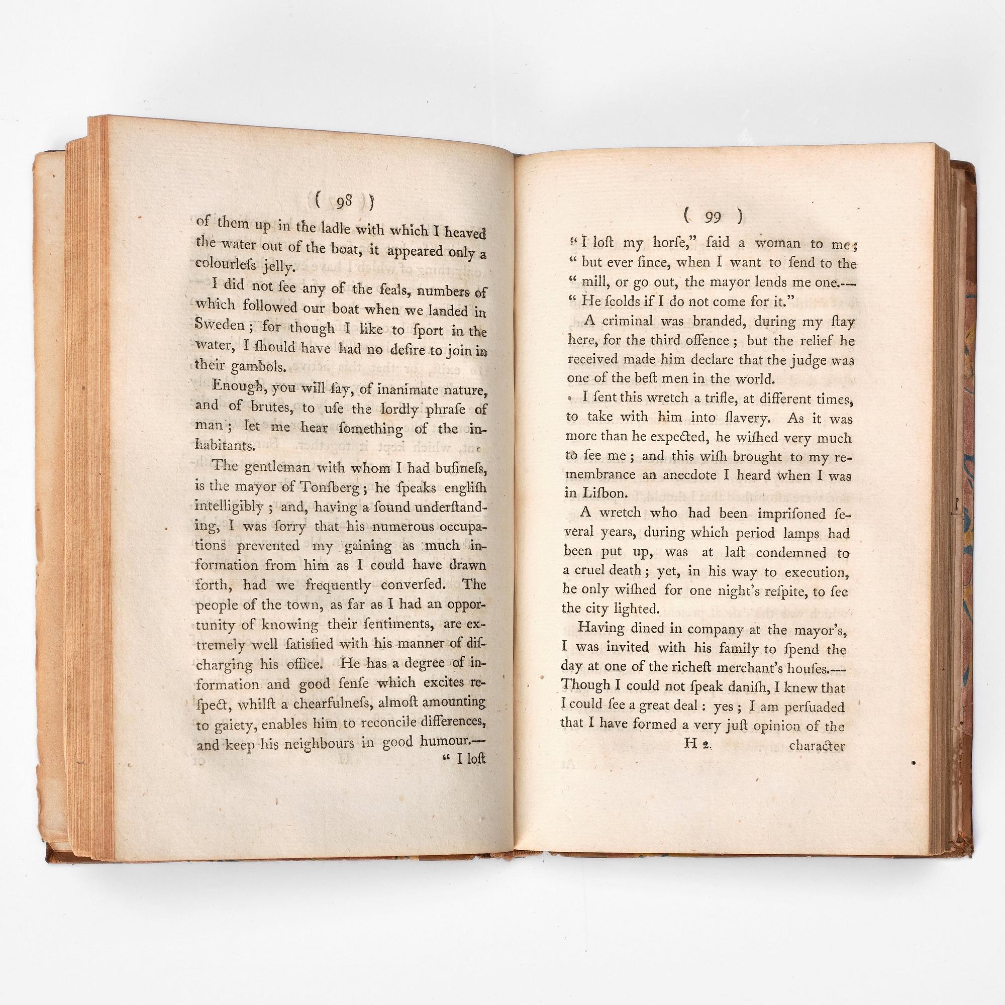 Mary Wollstonecraft "Letters written during a short residence in Sweden, Norway, Denmark". Alva & Gunnar Myrdals samling.
