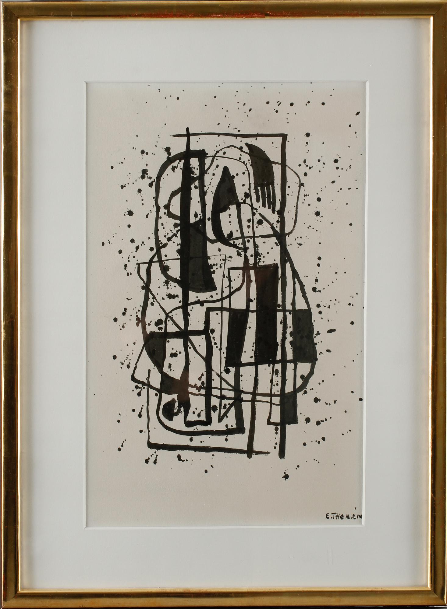 ESAIAS THORÉN, tuschteckning, signerad.