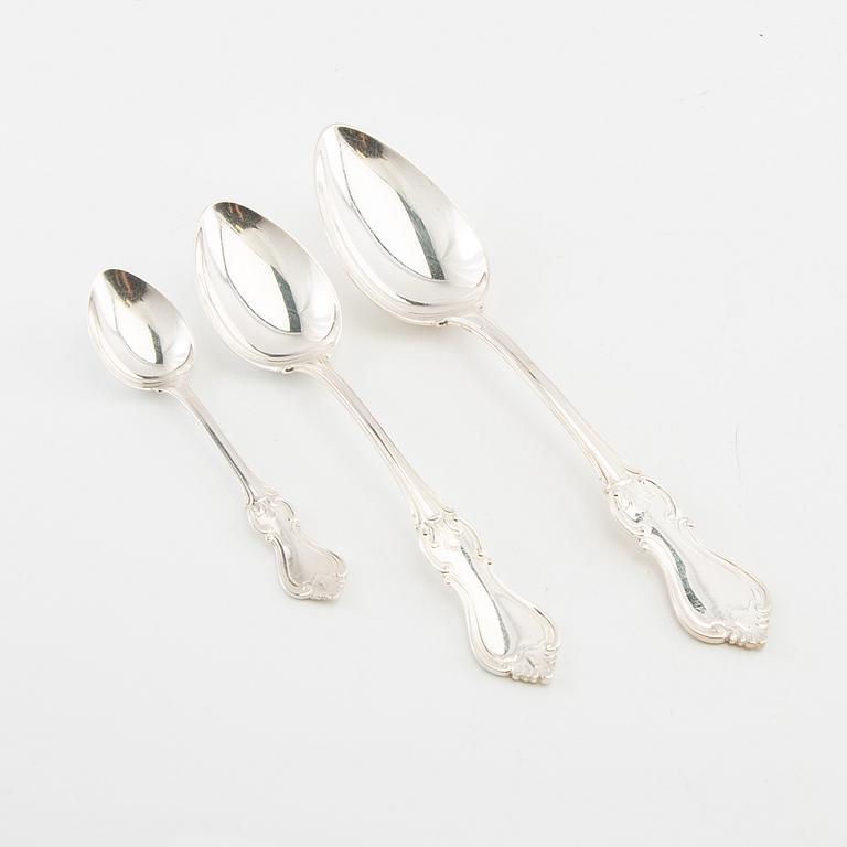Cutlery, 86 dlr "Olga" silver CG Hallberg Stockholm 1950s.