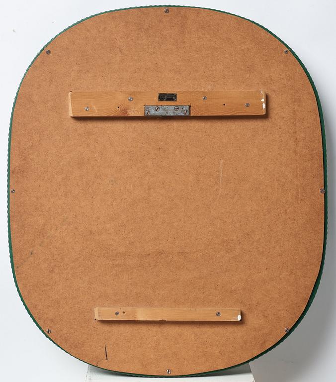 Otto Schulz, an artifical leather framed wall mirror, Boet, Gothenburg, Sweden 1940-50's.