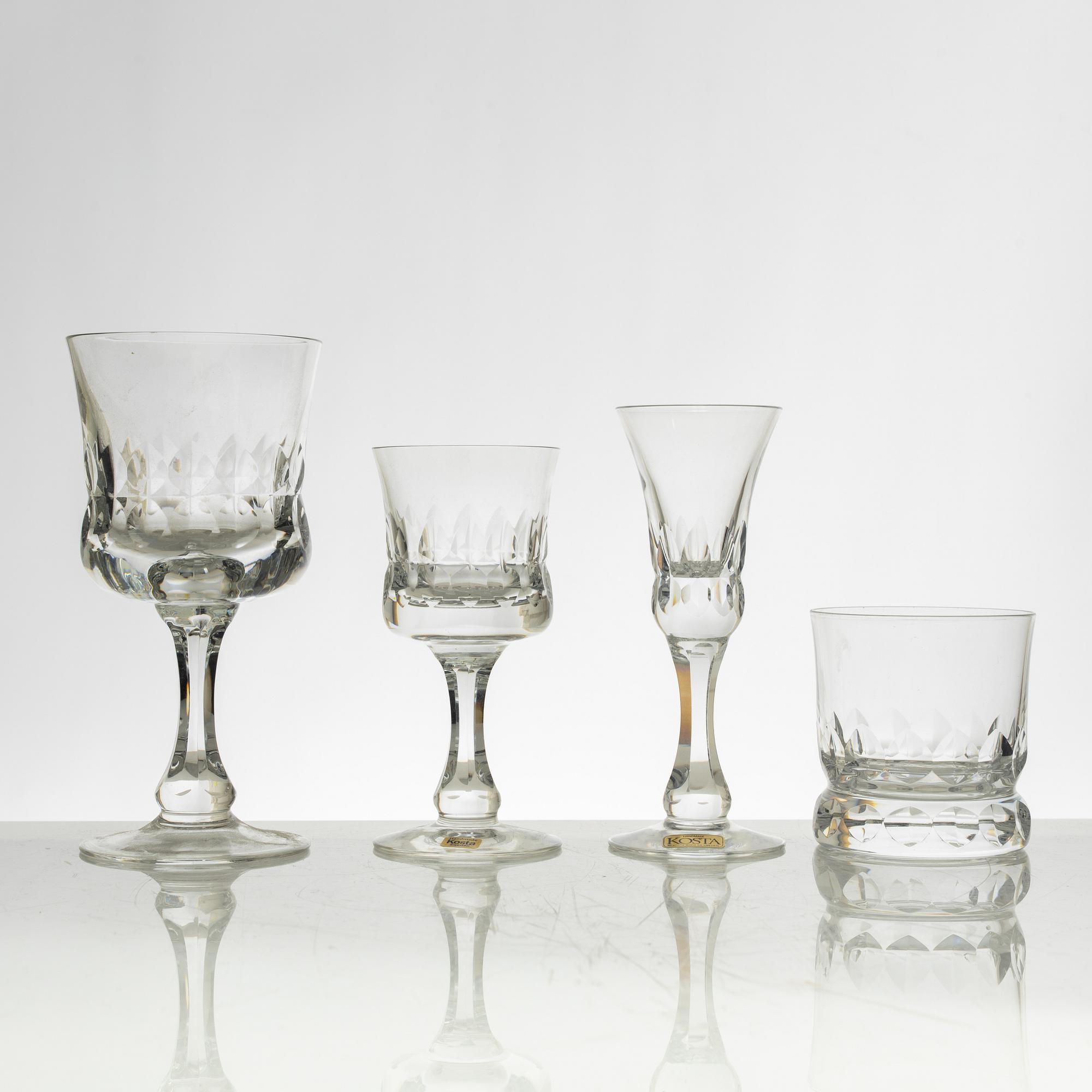 Göran Wärff, a 46 piece "Prince" glass service, Kosta Boda, Sweden, end of the 20th century.
