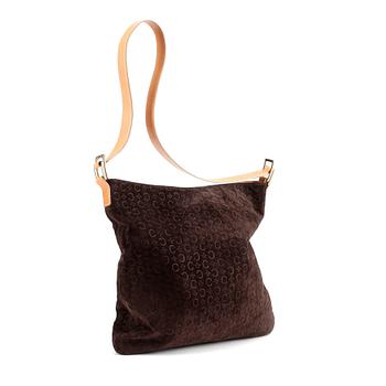 451. CELINE, a brown suede shoulder bag.