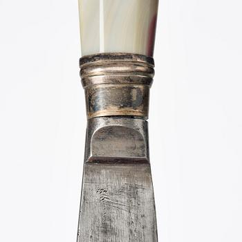 A presumably German baroque agate and silver-moutned letter opener, early 18th century.