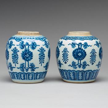 Two blue and white jars, Qing dynasty, Kangxi (1662-1722).