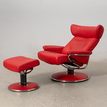 Fåtölj och fotpall "Stressless Jazz", Ekornes 2000-tal.